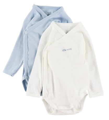 Petit Bateau Romper l/s - 5-pack - Blauw/Wit