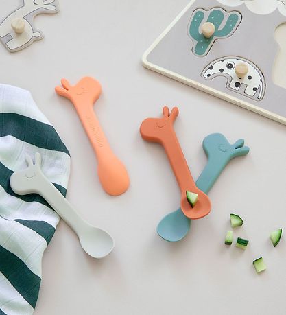 Done by Deer Spoons - Silicone - 2-Pack - Tulips - Papaya