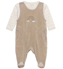 Fixoni Romper m. Voetjes m. Romper l/s - Fluweel - Dune