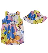 Moschino Barboteuse d'Été/Chapeau de Soleil - Rose Fleurs