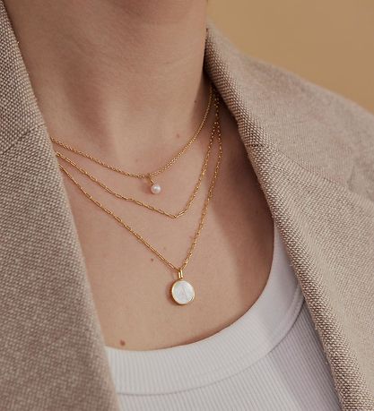 Design Letters Pendant To Necklace - U - Pearl Gold