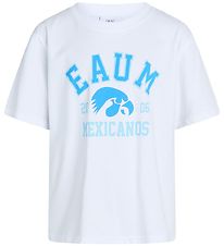 T-Shirt Grunt - Plikéton - Blanc av. Bleu Imprimé
