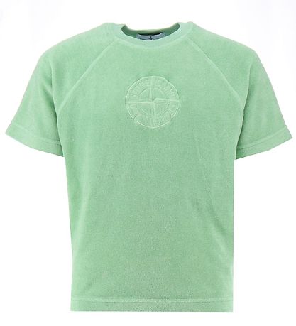 Stone Island Stuttermabolur - Terrycloth - Light Green