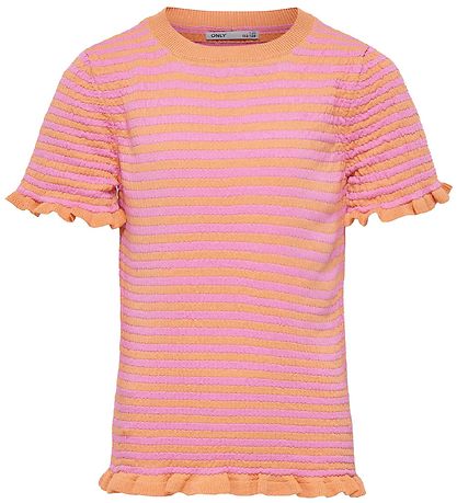 Kids Only T-shirt - Knitted - KogSally - Orange Chiffon/Fuchsia 
