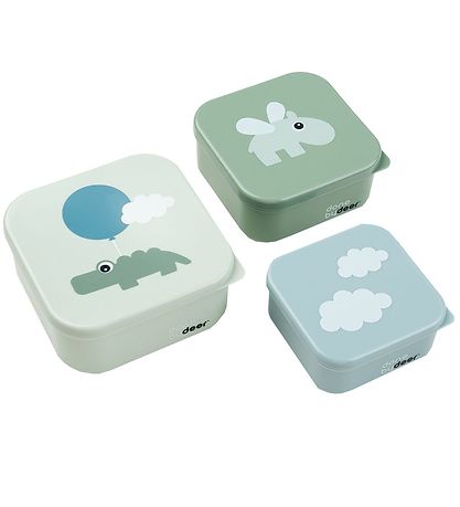 Done by Deer Snackbox - Happy Clouds - 3-Pack - Green