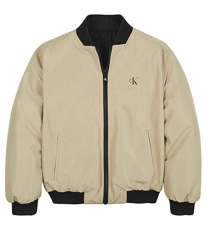 Calvin Klein Bomberjacka - Vändbar - Svart/Beige