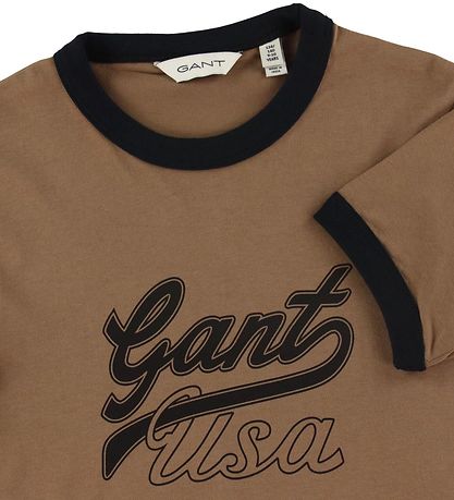 GANT Stuttermabolur - Skera - Cocoa Brown