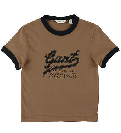 GANT Stuttermabolur - Skera - Cocoa Brown