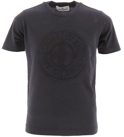 Stone Island Stuttermabolur - Dökkblátt M. Lógó