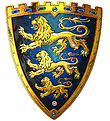 Liontouch Costume - Knight-Shield - Triple Lion - Blue/Yellow