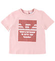 Emporio Armani T-Shirt - Roze/Rood m. Pailletten