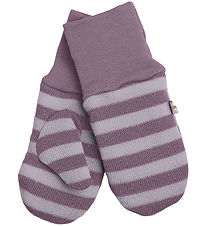 Moufles Racing Kids - Laine/Coton - Dusty Purple av. A Rayures