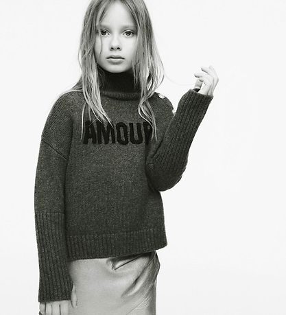 Zadig & Voltaire Blouse - Wool - Green Melange w. Text/Buttons