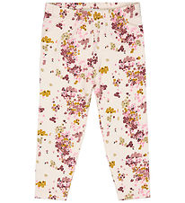 The New Siblings Leggings - TnsHerle - White Swan m. Blommor