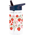 A Little Lovely Company Vattenflaska m. Sugrör - 450 ml - Strawb