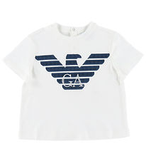Emporio Armani Stuttermabolur - Hvítt/Dökkblátt M. Lógó