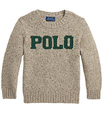 Polo Ralph Lauren Blússa - Ull - Brún melange M. Dökkgrænn