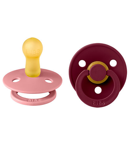 BIBS Colour Pacifiers - 2-Pack - Size 2 - Round - Dusty Pink/Eld