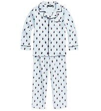 Polo Ralph Lauren Pyjama Set - White/Light Blue Striped w. Soft 