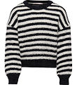 Kids Only Tröja - Stickad - KogNewPiumo - Black/Egret Stripes