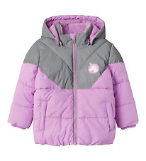 Name It Dynejakke - NmfMaren - Violet Tulle m. Enhjørning