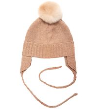 Huttelihut Ungbarnahúfa - Prjónað - Ull - Chullu - Camel M. dúsk