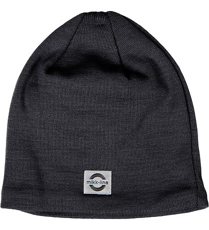 Mikk-Line Beanie - Wool/Acrylic - 2-layer - Dark Grey Melange