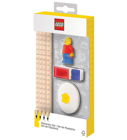 LEGO® Stationery Pencil Set - 8 Parts - Red/Blue w. Minifigure