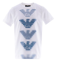 Emporio Armani Stuttermabolur - Hvítur M. Blár
