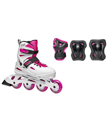 Rollerblade Roller Skate Set - Fury Combo - White/Pink - Inline 