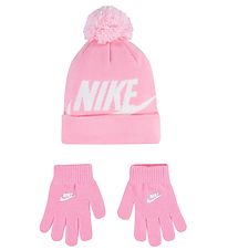Nike Beanie/Gloves - Knitted - Pink w. White
