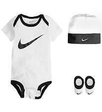 Nike Gift Box - Booties/Beanie/Bodysuit s/s - Swoosh - White/Bla