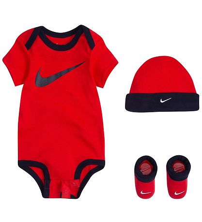 Nike Gåvoset - Tofflor/Mössa/Body k/ä - University Red m. Svart