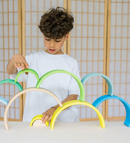 Jouet en bois Grimms - Arc-en-ciel - 10 Parties - Vert Fluo
