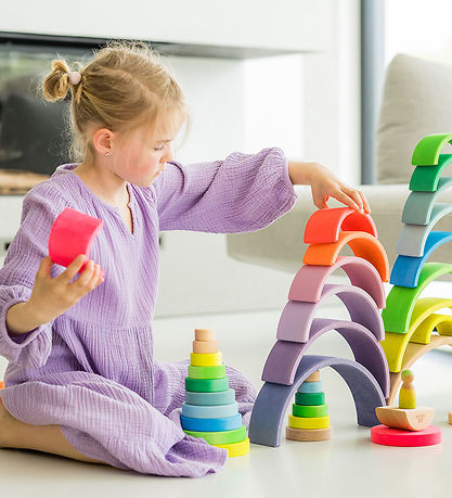 Grimms Wooden Toy - Rainbow - 10 Parts - Neon Pink