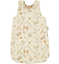 Cam Cam Puppen-Schlafsack - Beige m. Blätter/Schmetterlinge
