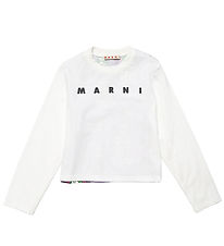 Marni Blússa - Hvítt/Grænt/Fjólublátt M. Blóm