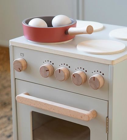 Sebra Toy Kitchen - Oven & Stove - Wood - Seabreeze Beige