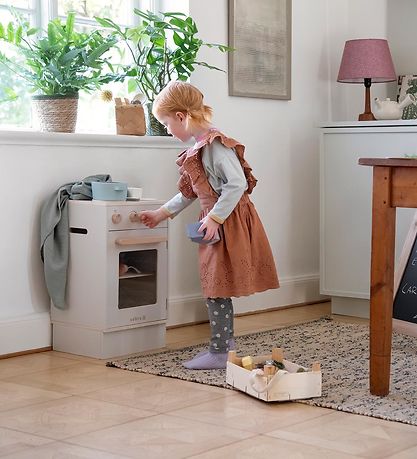 Sebra Toy Kitchen - Oven & Stove - Wood - Seabreeze Beige
