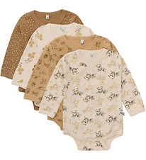 Pippi BabySla-om Bodysuits L/æ - 4-Pack - Whitecap Grey