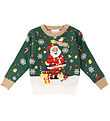 Jule-Sweaters Blússa M. Kerti - Santa Jólastjarna - Dökkgrænn