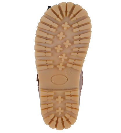 Pom Pom Winter Boots w. Lining - Velcro Boot Tex - Dark Camel