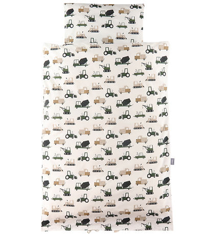 Nørgaard Madsens Bedding - Baby - White w. Green Machines