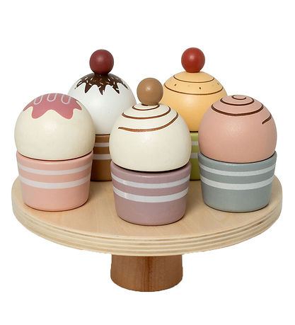 MaMaMeMo Leikfangamatur - Cupcakes Á kökudiski - Tré