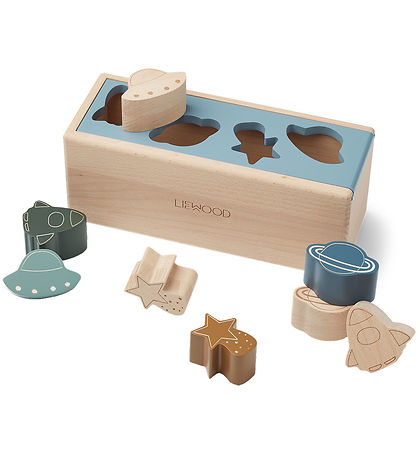 Liewood Vormensorteerbox - Hout - Midas - Space Blue Mist Multi 