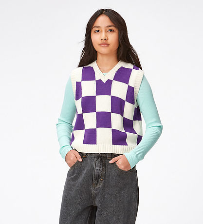 Molo Waistcoat - Knitted - Gitta - Purple Shell Check