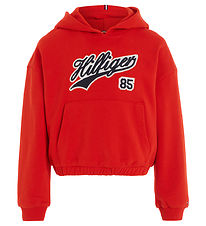 Tommy Hilfiger Hettupeysa - Hilfiger Script - Fierce Red