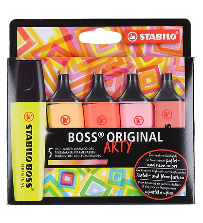 Surligneurs Stabilo - BOSS - 5 pièces - Couleurs chaudes - Mul