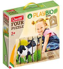 Quercetti Puzzel - Speelbio Hout - Boederijdieren - 4x6 Bakstene