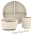 Mikk-Line Geschirr-Set - Silikon - 4 Teile - White Swan